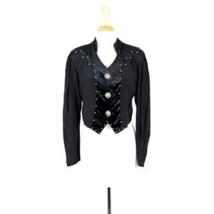 Vintage Circle T Blouse Black Western Midriff M